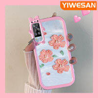 JIUMOO เคสสำหรับ VIVO Y51 2020 Y31 2021 Y51A 2021 Y53s เคส Y33ลายดอกไม้มุกแวววาวเลนส์หลายสีกันกระแทกเคสมือถือผู้หญิงสวยทนทานต่อการตกและเคสทนต่อการขีดข่วน