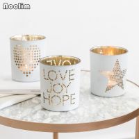 (Gold Seller) NOOLIM Romantic European Star Heart Letters Candlestick Glass Candle Holders Wedding Bar Party Home Decor Candlestick