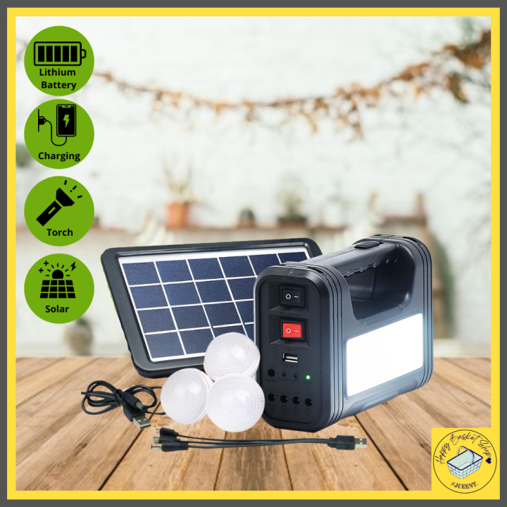 Solar Lighting System Kit with 3 Bulbs Mobile Charging Camping LIght