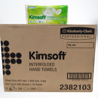 กระดาษเช็ดมือ แบบแผ่น KIMSOFT Interfold 1 Ply Hand Towel 250s x 12 Pack ( ขายยกลัง )