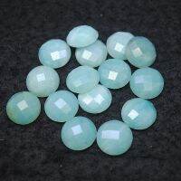 8PCS Faceted Amazonite Cabochons 14MM Nature Semi Precious Stone Round Shape Good Quality For DIY Jewelry Accessory