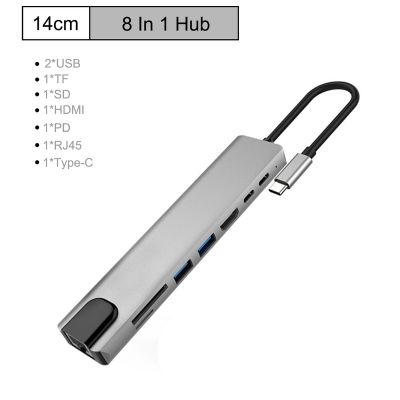 ☁ USB HUB Usb C HUB to Muti USB 3.0 HDMI 4K /SD/TF Card Reader/ PD charging Audio /RJ45 Adapter for MacBook Pro USB Hub Splitter