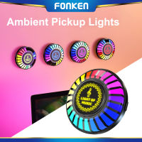 FONKEN โคมไฟจังหวะเพลงรถรถแม่เหล็กกระจายแสง RGB แถบไฟ LED จังหวะสำหรับรถยนต์การควบคุมแอปน้ำหอมติดรถยนต์