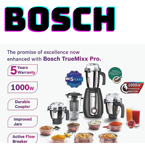 Bosch TRUEMIXX PRO 1000 WATTS 4 JARS MIXER GRINDER BLACK - Express  Shipping