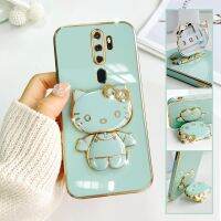 For Oppo A5 (2020) Mobile Phone Case Fashion Temperament Plating TPU Advanced Rotary Stand Makeup Mirror Hello Kitty Folding Mirror Stand Net Red New Couple Gift Soft Touch Anti slip Anti fall Protective Case