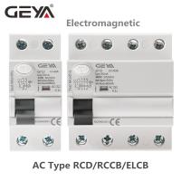 GEYA เบรกเกอร์แม่เหล็กไฟฟ้า AC RCD ประเภท GYL9 ELCB RCCB + N Electric1p 40A 25A 63A 80A 100A RCD 30Ma 300Ma 100Ma