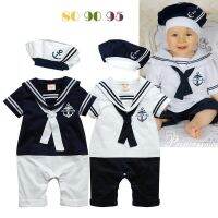 New Fashion Summer Newborn Navy Style Baby Romper Kids Boys Girls Sailor Jumpsuit Hat 2Pcs Body Short-sleeve Anchor Printed Suit