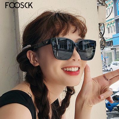 FOOSCK แว่นตากันแดดโอเวอร์ไซส์แฟชั่นเซ็กซี่สำหรับผู้หญิงแว่นกันแดดกรอบกระจกขนาดใหญ่สไตล์ฤดูร้อน UV400ผู้หญิง