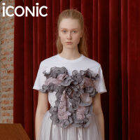 iCONiC PUURPLE Daisy Ruffled Plisse T-Shirt #4465 เสื้อยืด ผ้าcotton ฟอก100% เนื้อพรีเมี่ยม ตกแต่งโบว์ ผัาทูลล์ ปักดอก สีม่วง สุดหรูหรา พร้อม ระบาย พลีท ฟูฟ่อง