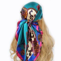 ☎ 90cm x 90cm Design Scarf Lady Shawl Printed Silk Felt Headscarf Scarf Lady Headscarf Square Scarf Lady Wrap Scarf