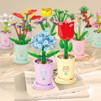 Bouquets Assembled Building Blocks Flower Arrangement Toys Small Particles Immortal Flower Birthday Gifts