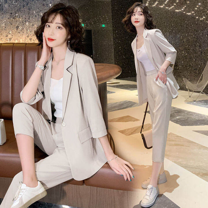 two-piece-ladies-suit-jacket-2021-fashion-complex-clothing-new-korean-temperament-western-style-large-size-casual-all-match-two-piece-suit