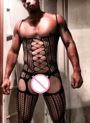 【CC】❒☢  Fetish Gay Crossdress Fishnet Bodysuit Bodystocking Porno Mesh Crotchless Stocking Sissy for Men