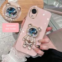 Cartoon Bear Fold Stand For Samsung Galaxy A03 Core Phone Case Luxury Plating Cover Phone Cases