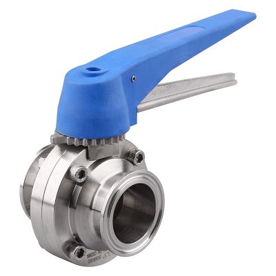 Butterfly Valve with Blue Trigger Handle Stainless Steel 304 Tri-Clamp