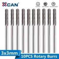 XCAN 10pcs 3mm Tungsten Carbide Rotary Burrs Set Accessories for Rotary Tools Milling Cutter Engraving Bits