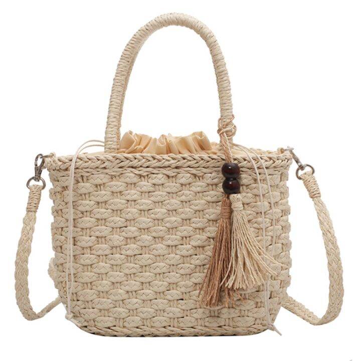 Fringed Straw Handbag HandWoven Rattan Bag Woven Wallet Wicker Beach