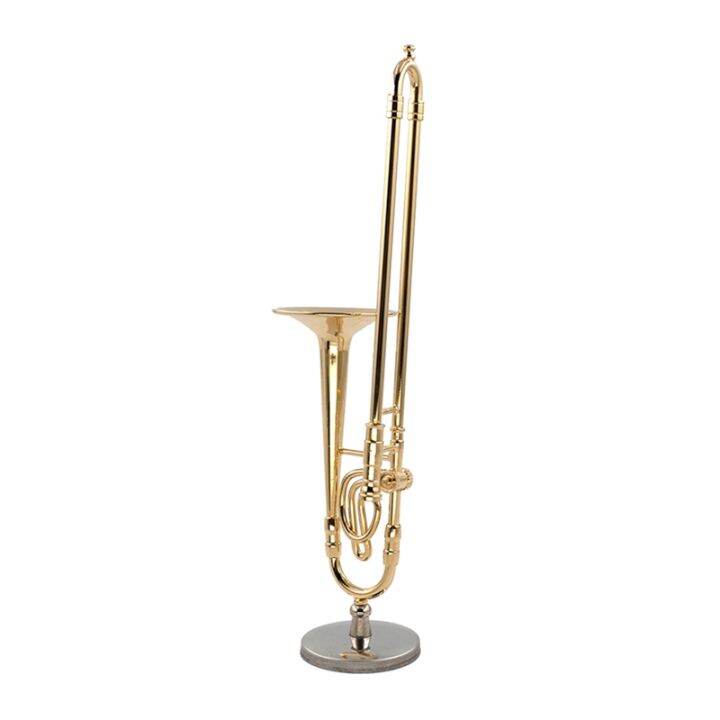 12cm Miniature Pure Copper Trombone Model with Support Mini Musical