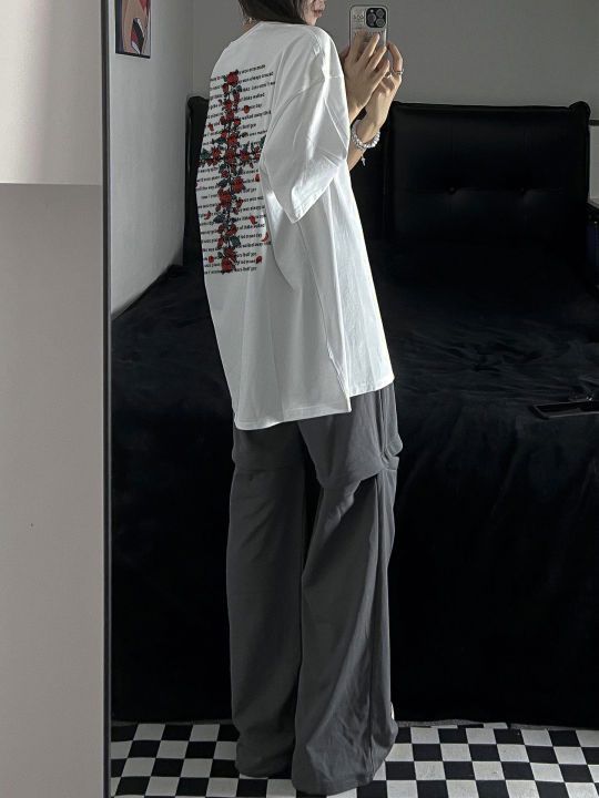 tihik-เสื้อยืดแขนเสื้อแขนสั้นคอกลมพิมพ์ลาย-rosa-crux-ขนาดใหญ่ของเกาหลีสำหรับผู้หญิง