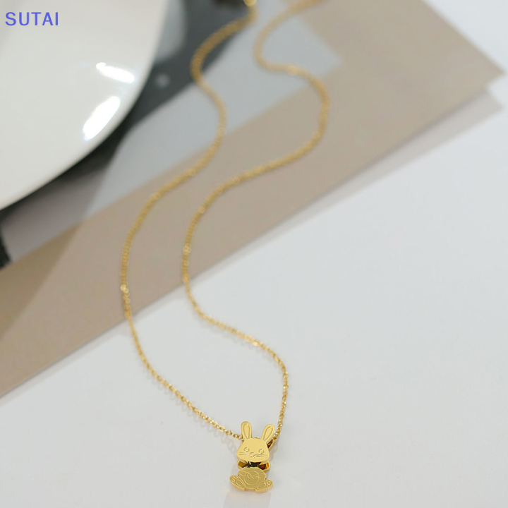 lowest-price-sutai-สร้อยจี้กระต่ายเหล็กไทเทเนียมสไตล์กระต่ายน่ารักสร้อยคอแฟชั่นสำหรับผู้หญิง