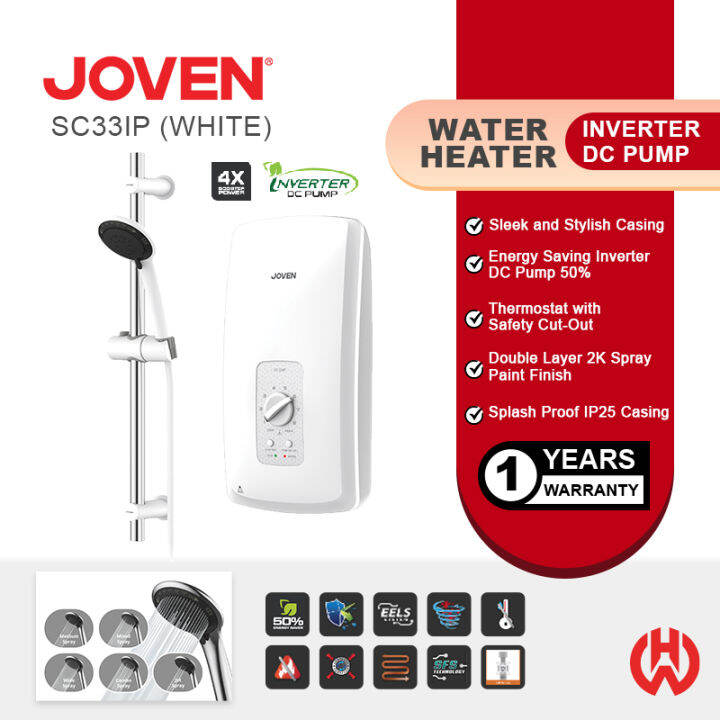 Joven Inventer Dc Pump Instant Water Heater Sc33ip White 