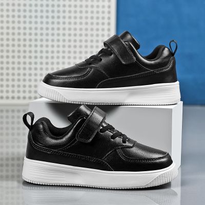 Children Shoes Boys Sneakers Black White Leather Daily Casual Kids Sneakers 6 To 12 Year Sports Running Tennis Shoes for Boy