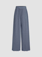 Cider Mid Waist Texture Ruched Straight Leg Trousers