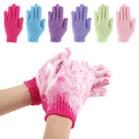 【Hot Sale Item】Exfoliating Glove Polyester 5‑Finger Design Body Scrub Wash Mitt สำหรับการทำความสะอาดอย่างล้ำลึก