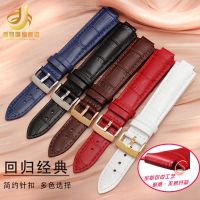 Leather womens watch strap Suitable for Cartier blue balloon large medium and small cowhide watch chain convex mouth 18x11mm black and white red