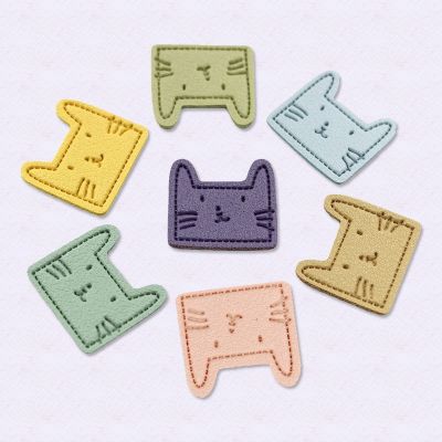 【LZ】✧  10 pces bonito gato etiquetas de couro para grampo de cabelo sapatos e chapéus acessórios