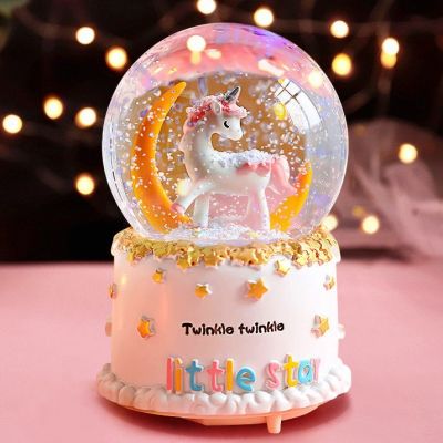 Crystal Ball Unicorn Music Box Little Girl Birthday Gift Students Decorations Gift for Girlfriend Beautifu Gift