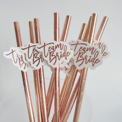 hotx【DT】 10pcs team bride Gold for Wedding Decoration Drinking Paper Straws To Hen Tableware Bachelor Bridal