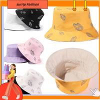 SURRIP Topi Bucket กันแดดผีเสื้อกลางแจ้งผ้าฝ้ายคู่ด้านลำลองสำหรับผู้หญิงผู้ชายหมวกบังแดดหมวกชาวประมง