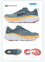 HOKA One One Bondi 8ผู้ชายรองเท้าวิ่งตาข่าย Breathable Shock Absorption กีฬารองเท้าผ้าใบ /Goblin Blue/mountain ฤดูใบไม้ผลิ