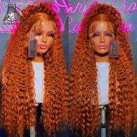 30 Inch Ginger Orange Curly 13x4 Transparent Lace Front Human Hair Wigs Loose Deep Wave Colored Lace Frontal Wigs For Women [ Hot sell ] ea1voy