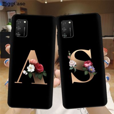 （shine electron）เคสโทรศัพท์นิ่มผิวด้านลายดอกไม้ลายอักษรกำหนดชื่อได้เองสำหรับ Samsung Galaxy A01 A11 A21S A31 A41 A51 A71ฝาหลังสีดำ