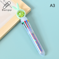 Bangqi ปากกาลูกลื่นการ์ตูนน่ารัก10สีปากกาเลื่อมลูกบอลโปร่งใสน่ารักเครื่องเขียนสำหรับโรงเรียนสำนักงาน