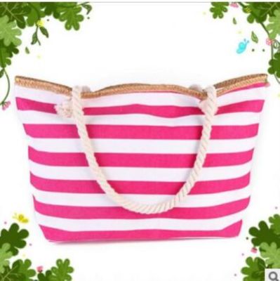 1pcs/lot New Beach Tote Bag Fashion Women Canvas Summer Large Capacity Striped Shoulder Bag Handbag Shopping Shoulder Bags