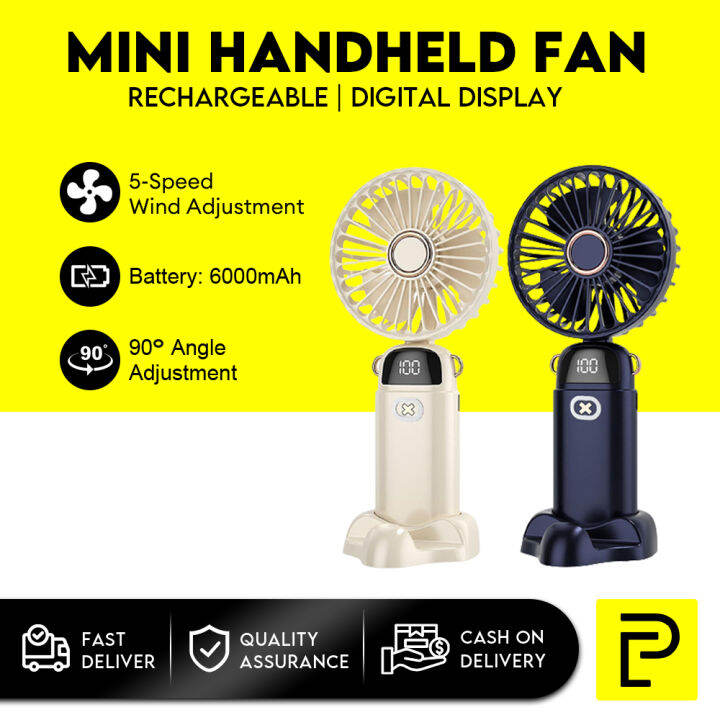 6000mAh Electric Mini Fan Foldable HandHeld Cooling Fan 5 Speed