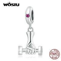 WOSTU 100% 925เงินสเตอร์ลิงแฟชั่นฟิตเนสดูเมลล์สปอร์ตจี้เสน่ห์ใส่ได้พอดีกำไลกำไล DIY แท้เครื่องประดับ S925ชั้นดี