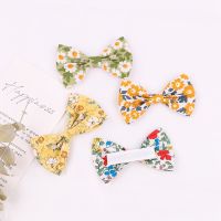 1Piece Sweet Floral Print Bowknot Hairpin For Cute Girls Cotton Handmade Bow Hair Clips Boutique Barrettes Kids Hair Accessories