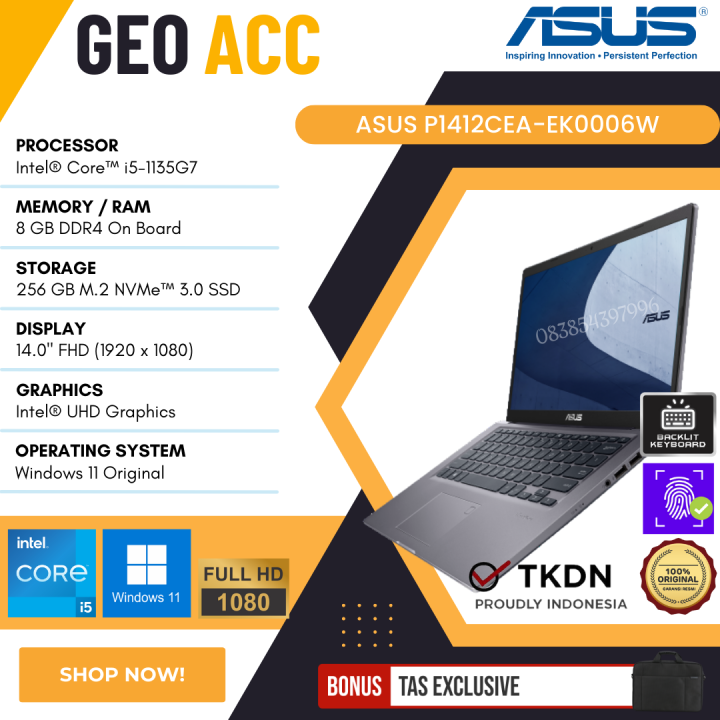 LAPTOP ASUS TKDN P1412CEAEK0006W CORE I51135G7 8GB RAM DDR4