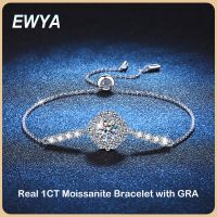 EWYA สร้อยข้อมืออัญมณี GRA จริงได้รับการรับรอง1Ct สำหรับผู้หญิง S925เครื่องประดับแต่งงานชั้นดีปาร์ตี้เงินเพชรสร้อยข้อมือ