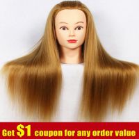 CAMMITEVER Training Head for Hairstyle 20 inch Mannequin Head Blonde Hair Long Hair Hairdressing Doll Female Mannequins