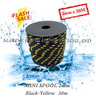 Polyester double braid rope 2mm x 30M ( Black -Yellow ) เชือกโพลีเอสเตอร์ 2 มิลลิเมตร 30 เมตร Boating Accessories