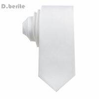 1pc Men Narrow Necktie Silk Ties Handmade White Plain Tie Wedding Groom Party Formal Ties Clothes Accessories SK05