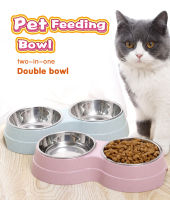 Double Dog Cat Bowls Food Feeding Water Bowl for Cats and Small Dogs Premium Stainless Steel Bowls Easily Wipe Clean