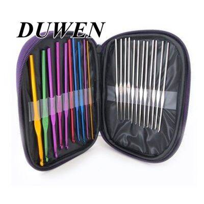 DUWEN ชุดตะขอเข็มถักโครเชต์ อลูมิเนียม 2-8 มม. พร้อมเคส 22 ชิ้น ต่อชุด