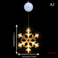 Suiweng เครื่องประดับคริสต์มาสไฟ LED แบบแขวนตกแต่งห้องนอนการตกแต่งคริสต์มาสบ้านตกแต่งกระจกหน้าต่างแบตเตอรี่อบอุ่น