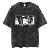 JHPKJHot Ulquiorra Cifer T-Shirts Bleach Anime Tees Round Neck Washed T Shirts 4XL 5XL 6XL